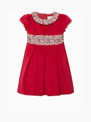 Trotters London Red Liberty Print Emma And Georgina Velvet Party Dress - Image 1 of 3