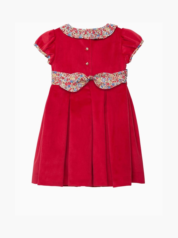 Trotters London Red Liberty Print Emma And Georgina Velvet Party Dress - Bild 2 von 3 Trotters London Red Liberty Print Emma And Georgina Velvet Party Dress - Bild 2 von 3