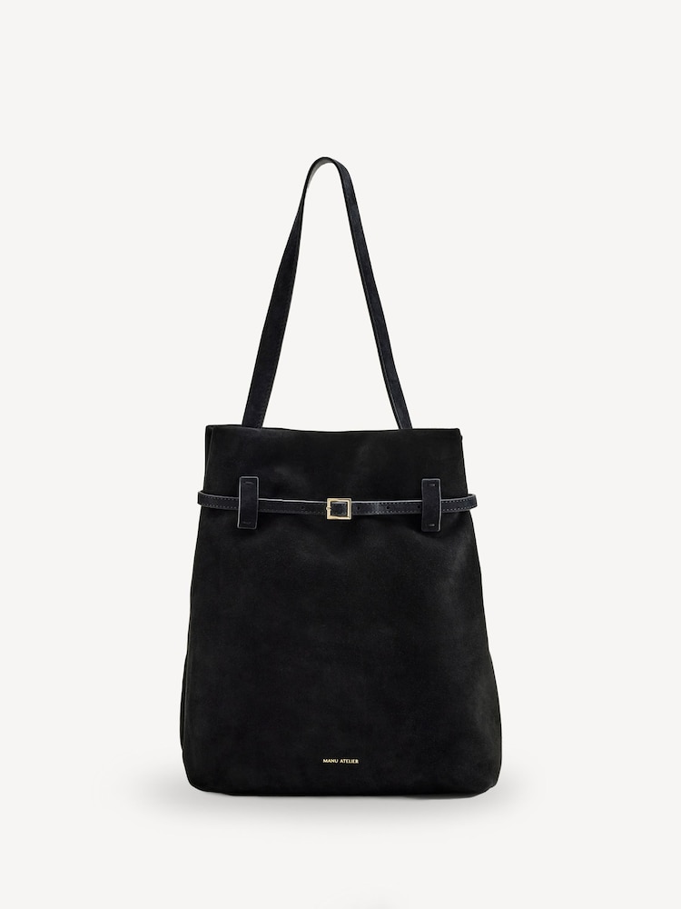 Manu Atelier Black Suede Leather Tote Du Jour Bag - Image 1 of 8