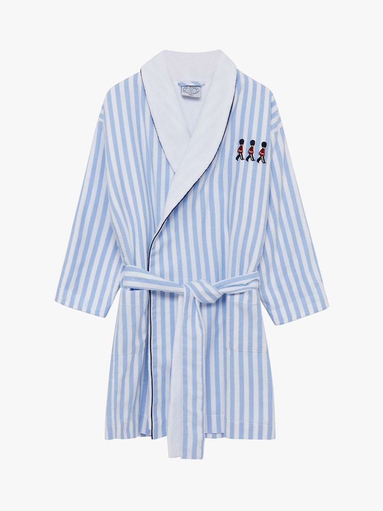 Trotters London Blue Stripe Felix 100% Cotton Bathrobe - Image 1 of 3