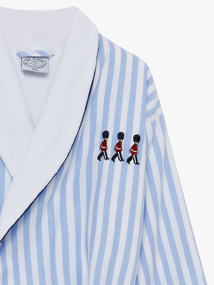 Trotters London Blue Stripe Felix 100% Cotton Bathrobe - Image 3 of 3