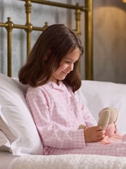 Trotters London Pink Gingham Margot 100% Cotton Ballerina Pyjamas - Image 1 of 4