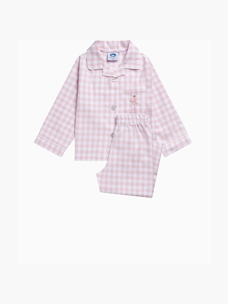 Trotters London Pink Gingham Margot 100% Cotton Ballerina Pyjamas - Image 2 of 4 Trotters London Pink Gingham Margot 100% Cotton Ballerina Pyjamas - Image 2 of 4