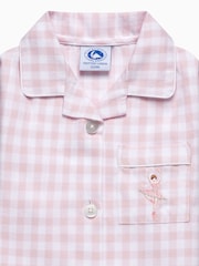 Trotters London Pink Gingham Margot 100% Cotton Ballerina Pyjamas - Image 4 of 4