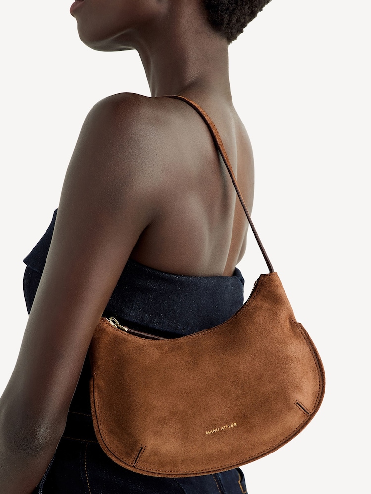 Manu Atelier Chocolate Suede Leather Ilda Bag - Image 2 of 4