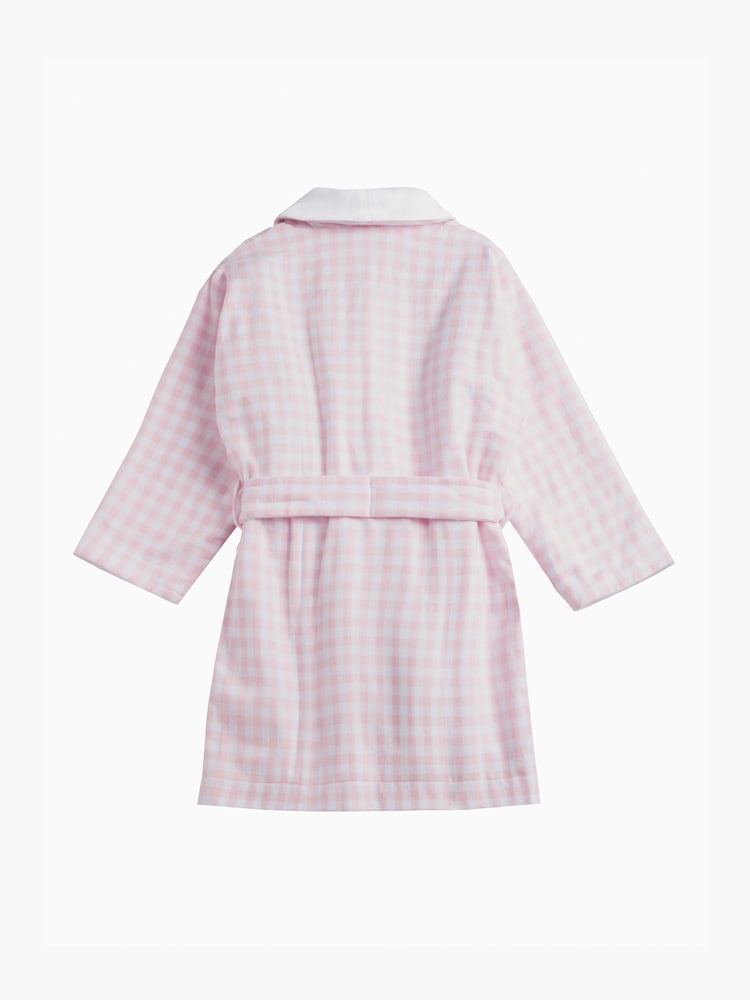 Trotters London Pale Pink Gingham Margot 100% Cotton Ballerina Bathrobe - Image 3 of 4