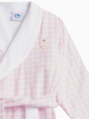 Trotters London Pale Pink Gingham Margot 100% Cotton Ballerina Bathrobe - Image 4 of 4