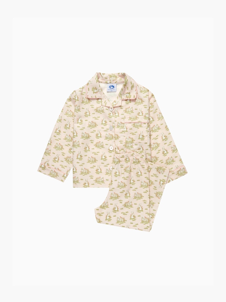 Trotters London Pink Beatrice Bunny 100% Cotton Pyjamas - Image 1 of 3