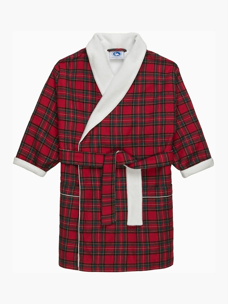 Trotters London Red 100% Cotton Cosy Tartan Robe - Image 1 of 3