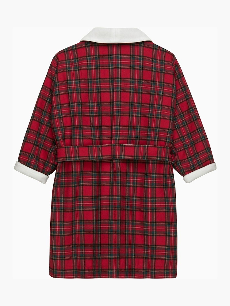 Trotters London Red 100% Cotton Cosy Tartan Robe - Image 2 of 3