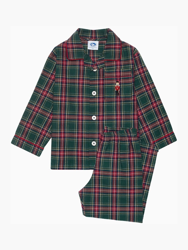 Trotters London Green Christmas Tartan Nutcracker 100% Cotton Pyjamas - Image 1 of 2 Trotters London Green Christmas Tartan Nutcracker 100% Cotton Pyjamas - Image 1 of 2