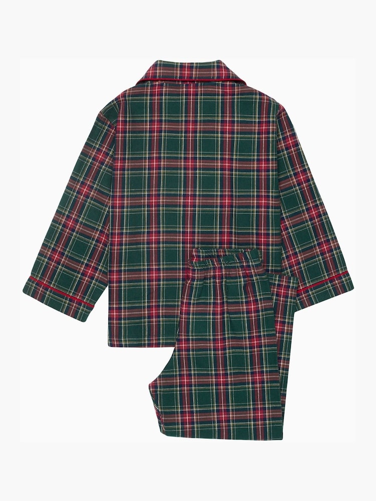 Trotters London Green Christmas Tartan Nutcracker 100% Cotton Pyjamas - Image 2 of 2