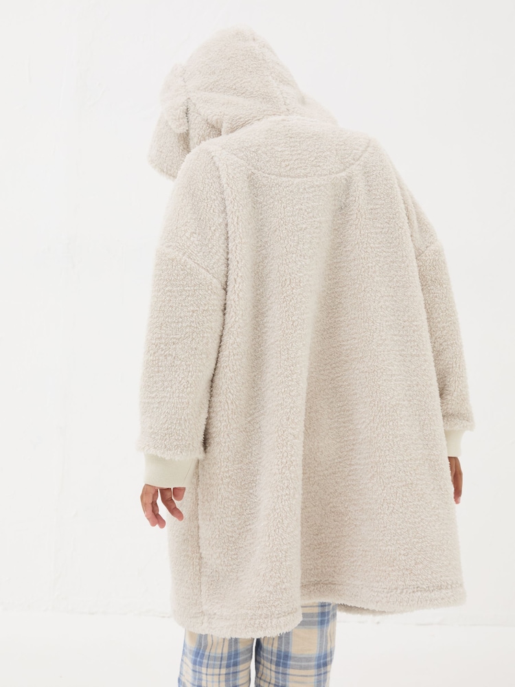 FatFace Natural Oversized Rabbit Fleece Hoodie - Image 2 of 4