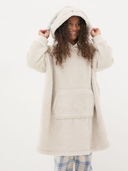FatFace Natural Oversized Rabbit Fleece Hoodie - Image 3 of 4