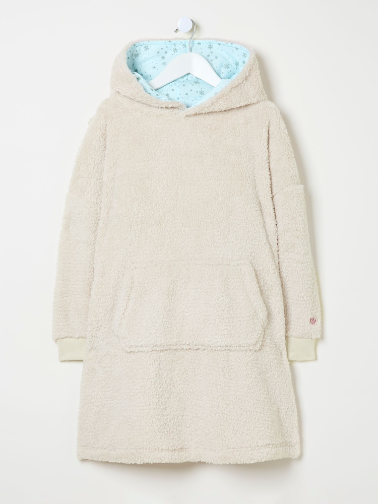 FatFace Natural Oversized Rabbit Fleece Hoodie - Image 4 of 4