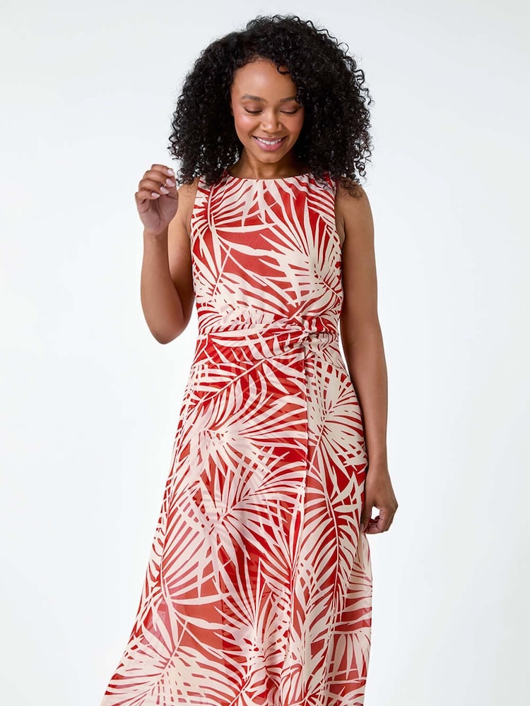 Roman Natural Leaf Midi Wrap Dress - Image 2 of 5
