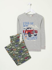 FatFace Khaki Green Vehicles Pyjama Set - Image 5 of 5