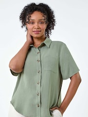 Roman Green Button Up Pocket Shirt - Image 4 of 5