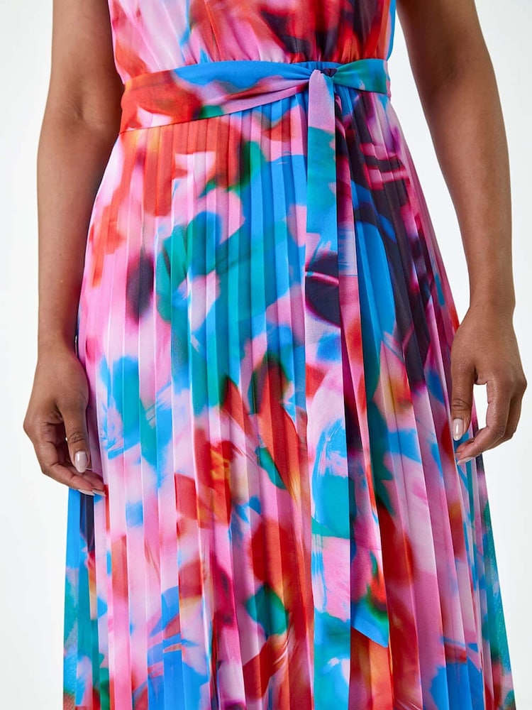 Vestido a media pierna con estampado abstracto y diseño plisado de Roman - Imagen 5 de 5 Vestido a media pierna con estampado abstracto y diseño plisado de Roman - Imagen 5 de 5