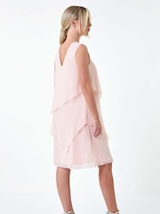 Roman Pink Embellished Tiered Shift Dress - Image 4 of 6