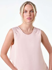 Roman Pink Embellished Tiered Shift Dress - Image 5 of 6