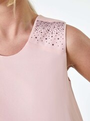 Roman Pink Embellished Tiered Shift Dress - Image 6 of 6