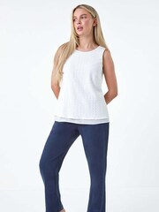Roman White Double Layer Knit Stretch Top - Image 2 of 5
