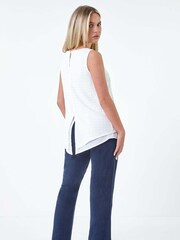 Roman White Double Layer Knit Stretch Top - Image 3 of 5