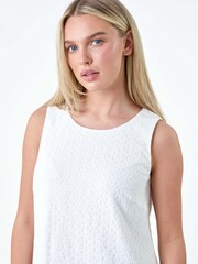 Roman White Double Layer Knit Stretch Top - Image 4 of 5