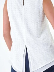 Roman White Double Layer Knit Stretch Top - Image 5 of 5