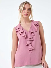 Roman Pink Frill Front Vest Top - Image 2 of 5