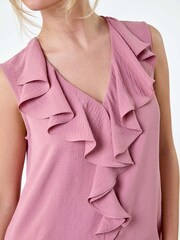Roman Pink Frill Front Vest Top - Image 5 of 5