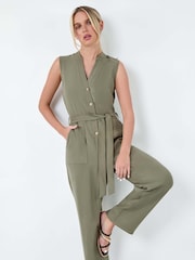 Roman Button Detail Pocket Jumpsuit - Imagen 1 de 5