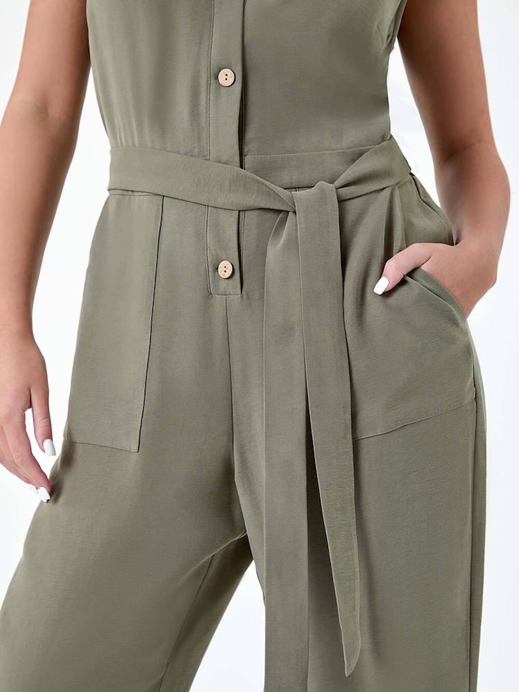 Roman Button Detail Pocket Jumpsuit - Imagen 5 de 5