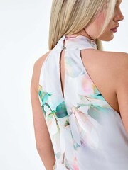 Roman Grey Floral Frill Halter Neck Top - Image 5 of 5