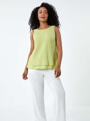 Roman Green Double Layer Knit Stretch Top - Image 1 of 5