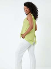 Roman Green Double Layer Knit Stretch Top - Image 3 of 5