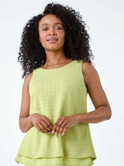 Roman Green Double Layer Knit Stretch Top - Image 4 of 5