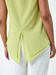 Roman Green Double Layer Knit Stretch Top - Image 5 of 5