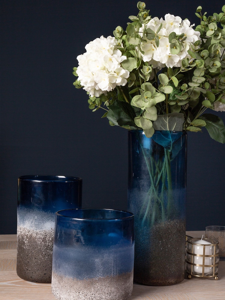 Fifty Five South Blue Chiara Glass Vase with Sand Effect - Image 1 of 5