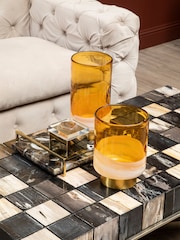 Fifty Five South Amber Cleo Glass Vase with Gold Finishing - Image 1 of 6