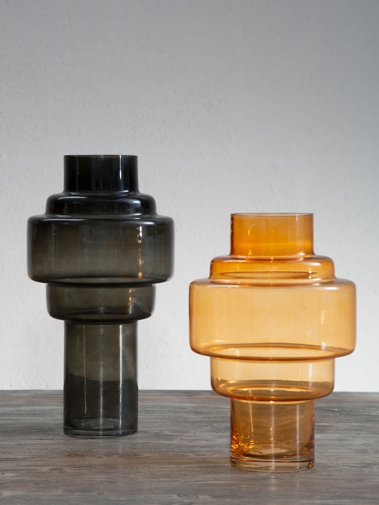 Fifty Five South Amber Cayden Glass Vase - Image 1 of 6 Fifty Five South Amber Cayden Glass Vase - Image 1 of 6