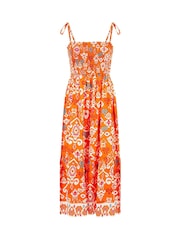 Yumi Orange Ikat Print Midi Sun Dress - Image 5 of 5