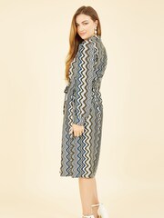 Yumi Blue Abstract Stripes Shirt Dress - Image 3 of 4
