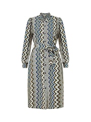 Yumi Blue Abstract Stripes Shirt Dress - Image 4 of 4