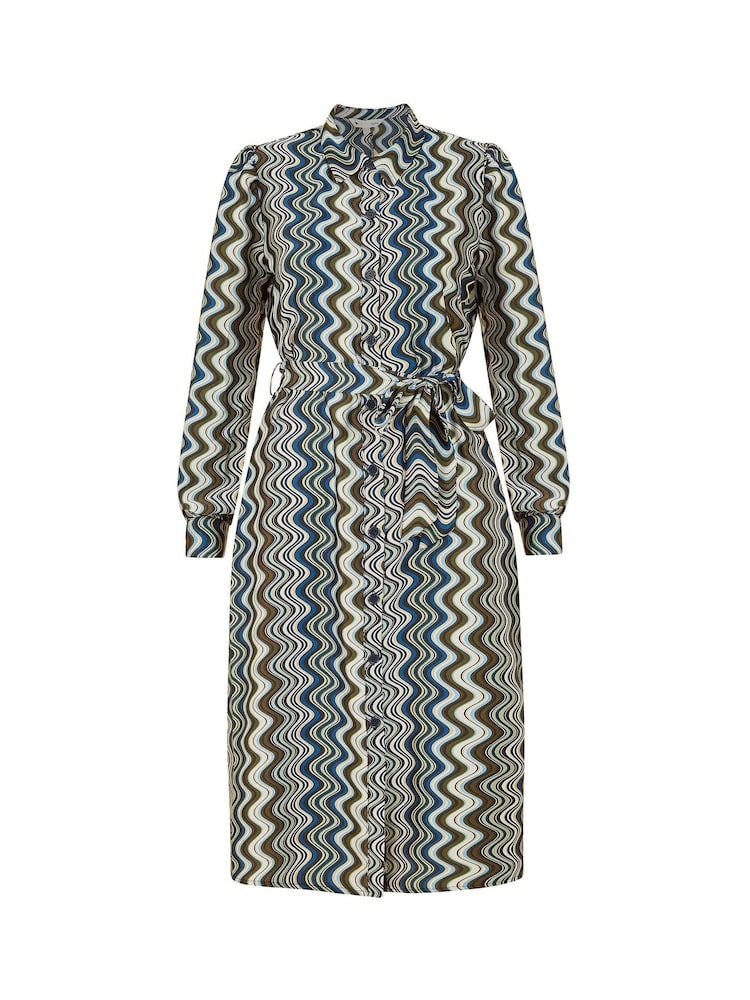 Yumi Blue Abstract Stripes Shirt Dress - Image 4 of 4