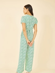 Yumi Green Ditsy Floral Wrap Jumpsuit - Image 4 of 5