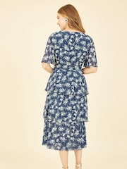 Yumi Blue Frill Layer Midi Dress - Image 4 of 5