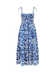 Yumi Blue Ikat Print Midi Sun Dress - Image 5 of 5