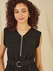 Yumi Black Utility Playsuit With Pockets - Image 3 of 5